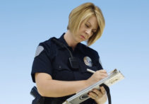 security woman writing a document