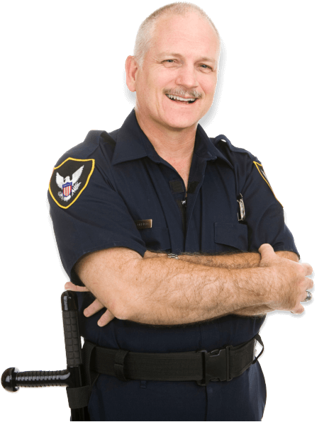 sheriff crossing his arms while showing his genuine smile