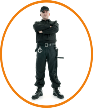 Security man wearing black uniform