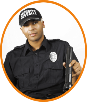 security officer in uniform with a flashlight